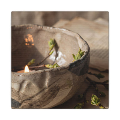 Candlelight Ceramic Bowl Canvas Art - Japandi Ma