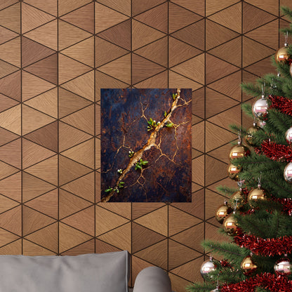 Shibui Rust Patina Wall Art Print - Kintsugi Gold Vein