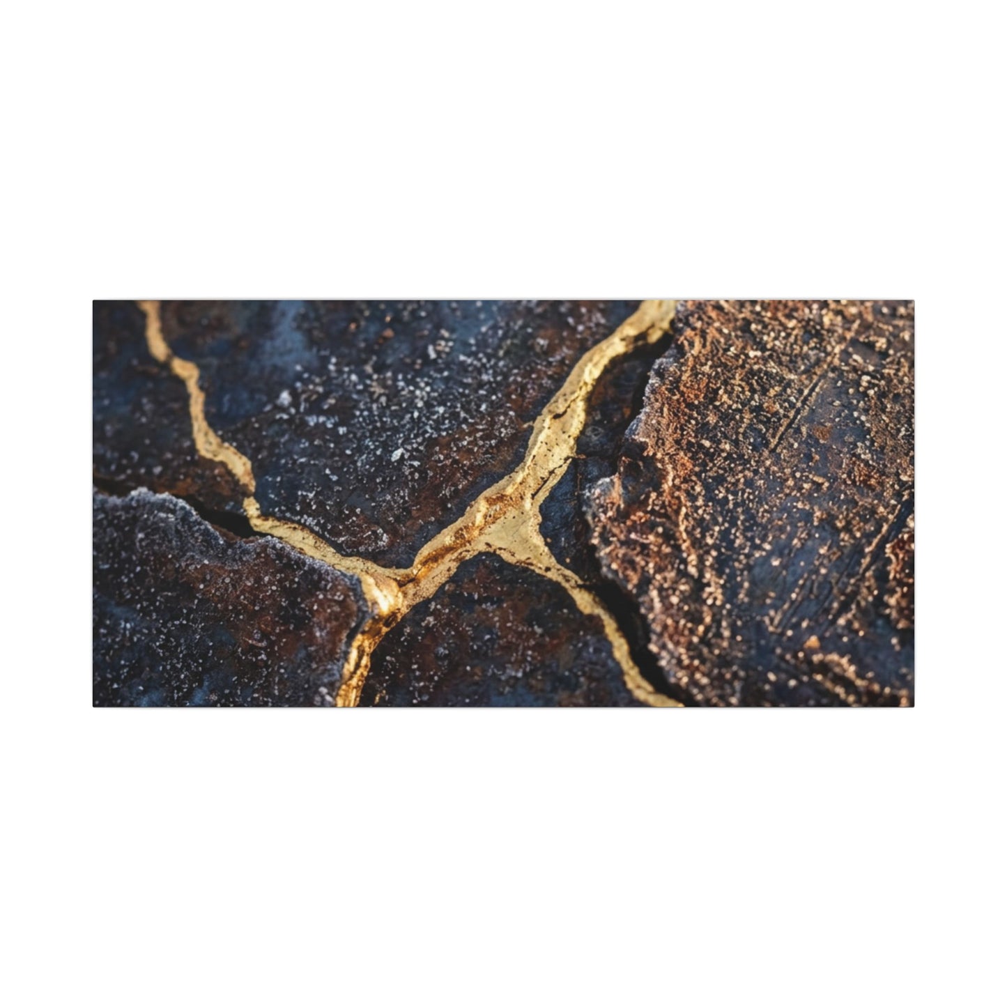 Winter Rust Patina Gold Vein Canvas Art | Resilient Decor