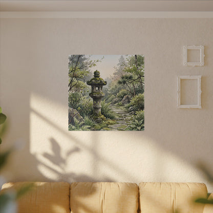 Neutral Stone Lantern Canvas Art - Watercolor Japandi