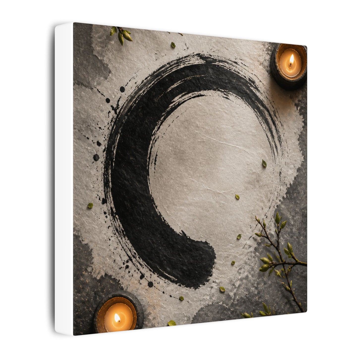 Candlelight Ink Brushstroke Canvas Art - Zen Ma