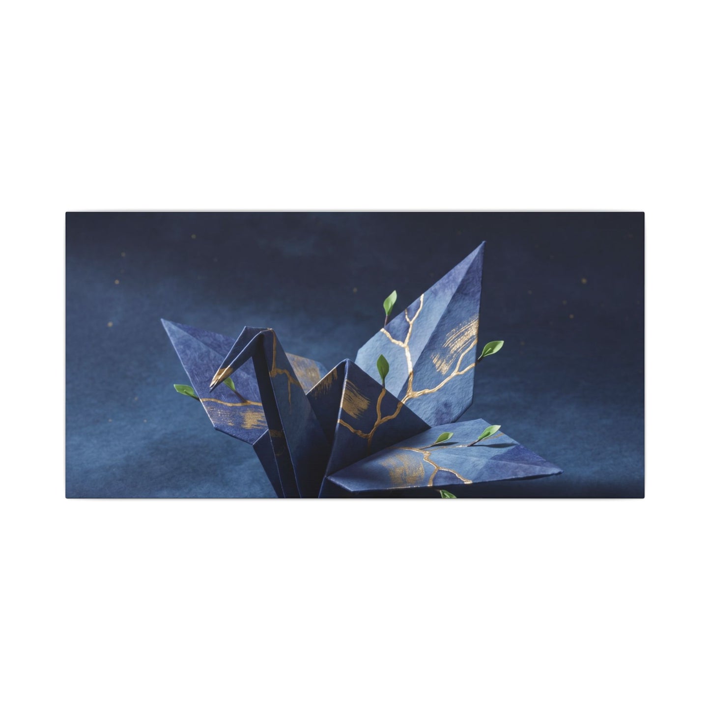 Kintsugi Paper Fold in Moonlight | Crackle Gold Canvas Art