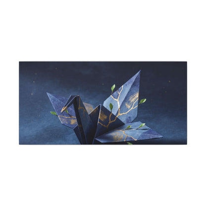 Kintsugi Paper Fold in Moonlight | Crackle Gold Canvas Art