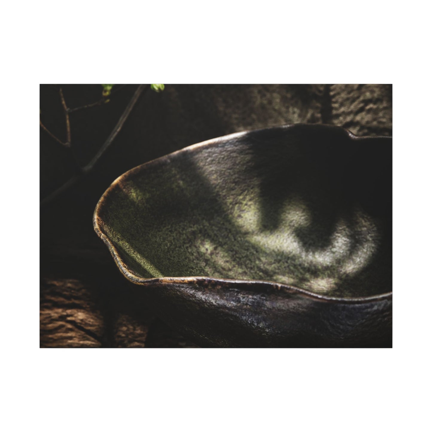 Sophisticated Ceramic Bowl Canvas Art - Dark Texture Dark Japandi