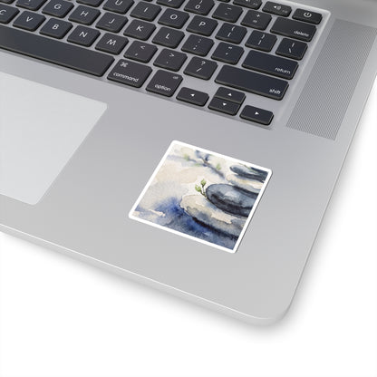 Mono No Aware River Stones Sticker - Japandi Watercolor