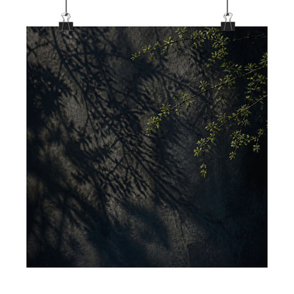 Dark Japandi Shadow Play in Overcast | Moody Minimal Wall Art Print