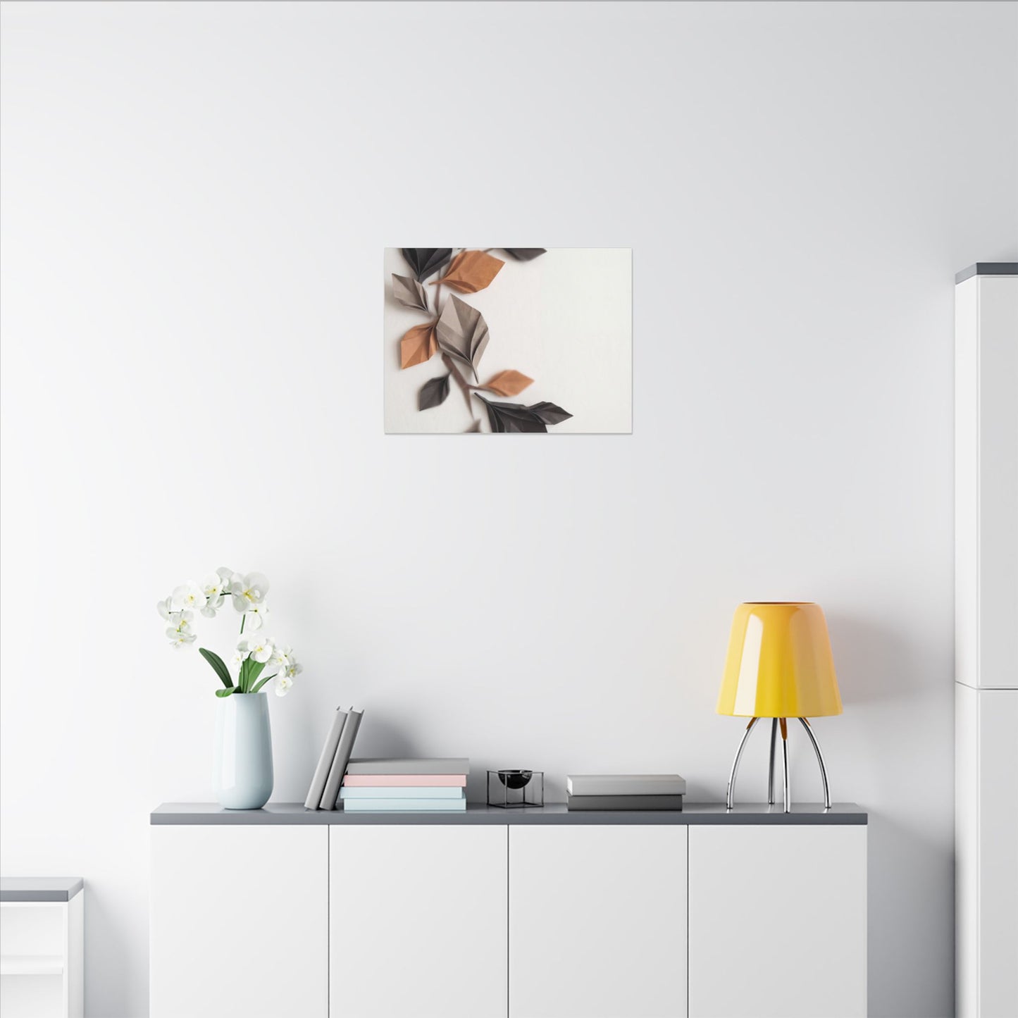 Paper Fold Autumn Canvas Art | Japandi Earthy Design