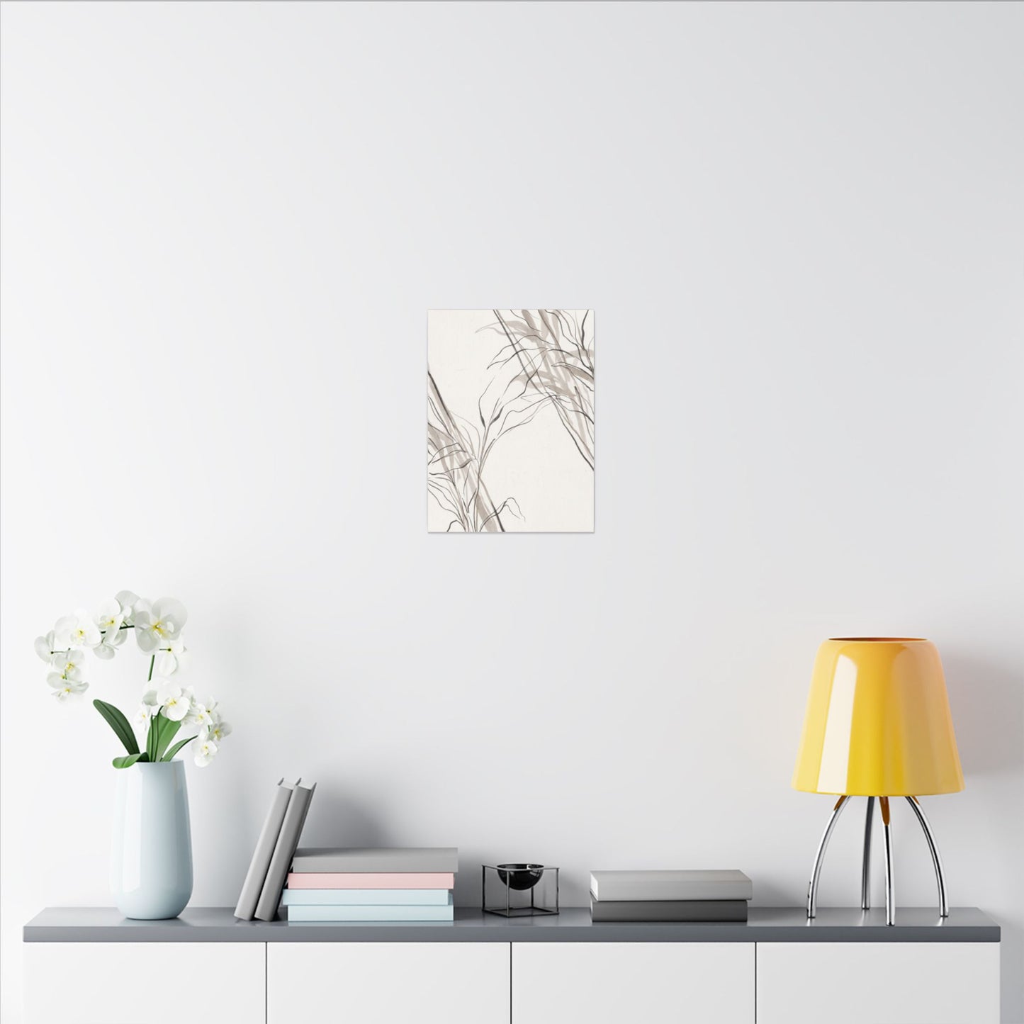 Neutral Shoji Screen Canvas Art - Minimal Line Japandi
