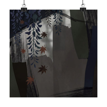 Wisteria Autumn Wall Art Print | Dark Japandi Atmospheric Design Art Print