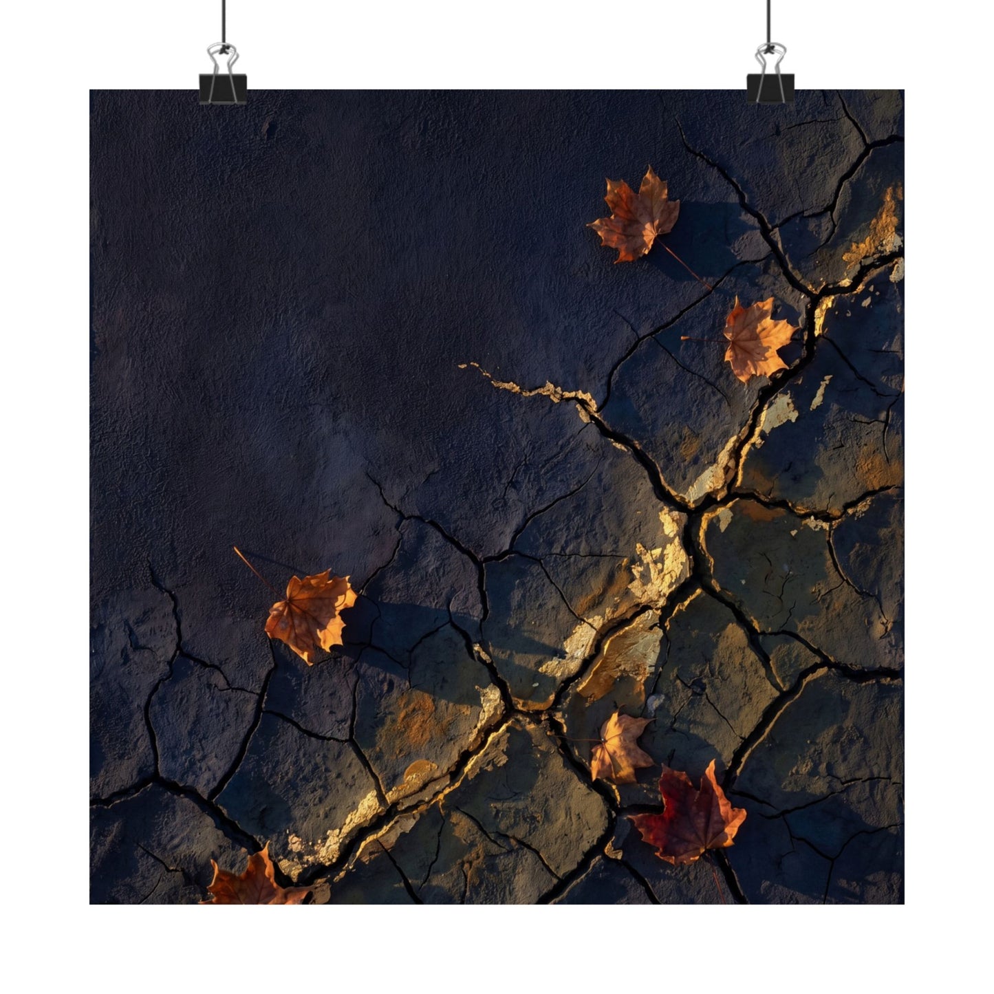 Golden Hour Cracked Earth Wall Art Print - Dark Japandi Seijaku Art Print