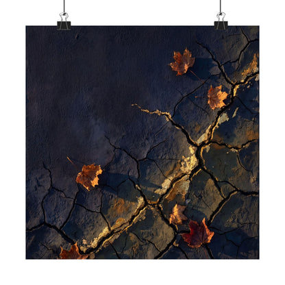 Golden Hour Cracked Earth Wall Art Print - Dark Japandi Seijaku Art Print
