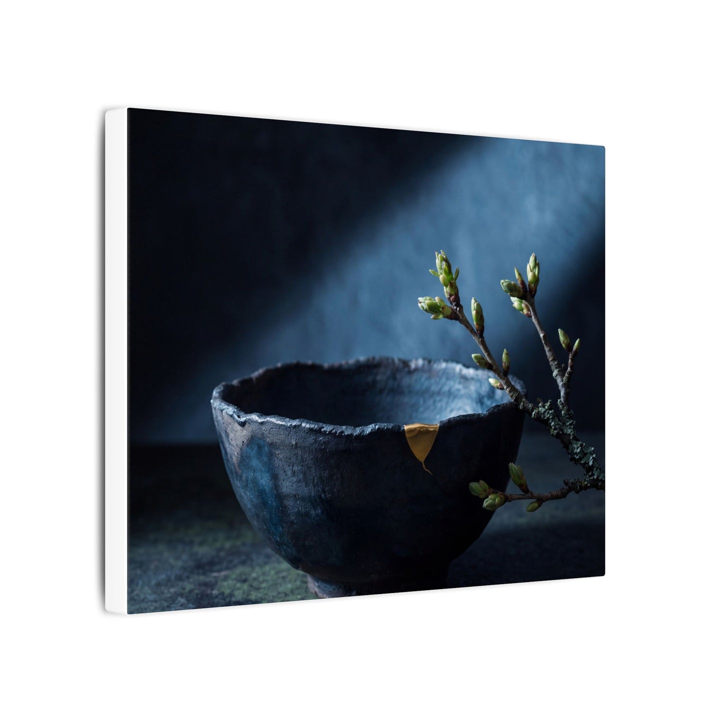 Sophisticated Ceramic Bowl Canvas Art - Shadow Zen Dark Japandi