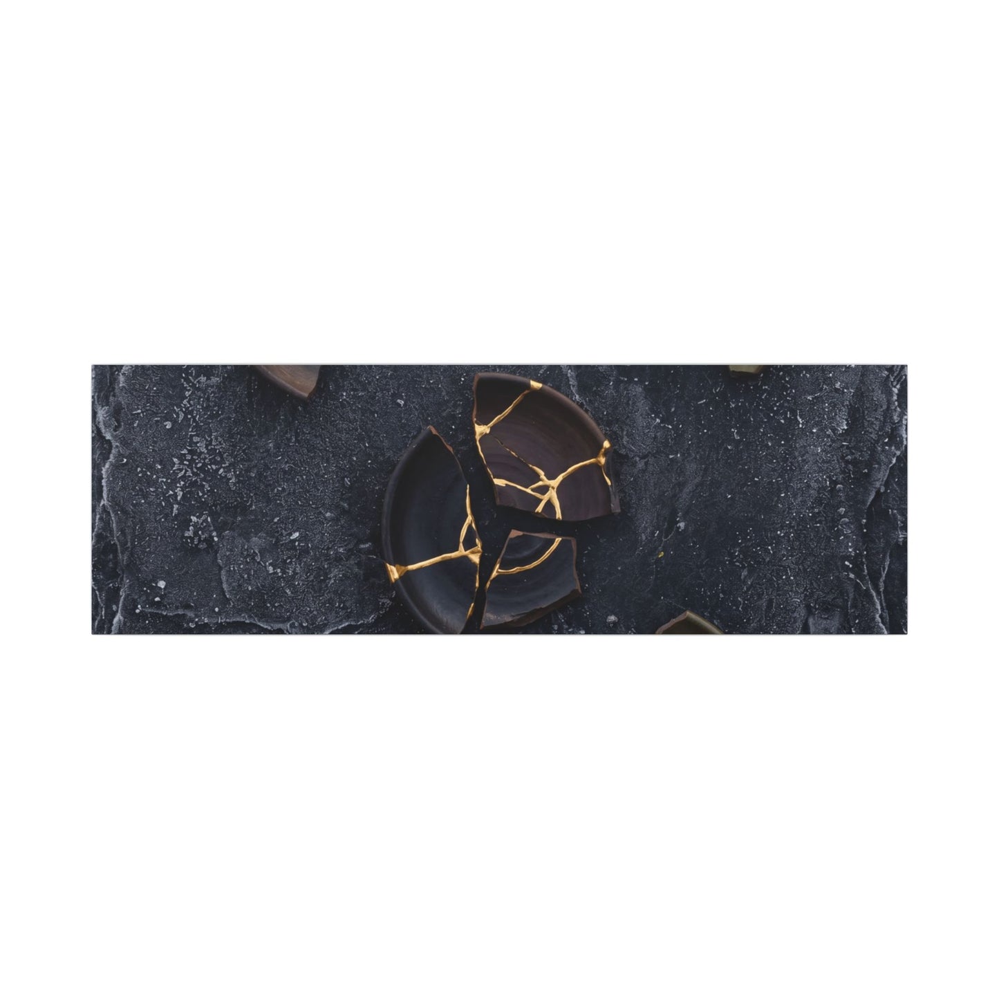 Broken Pottery Canvas Art | Winter Dark Japandi Shadow Zen Art