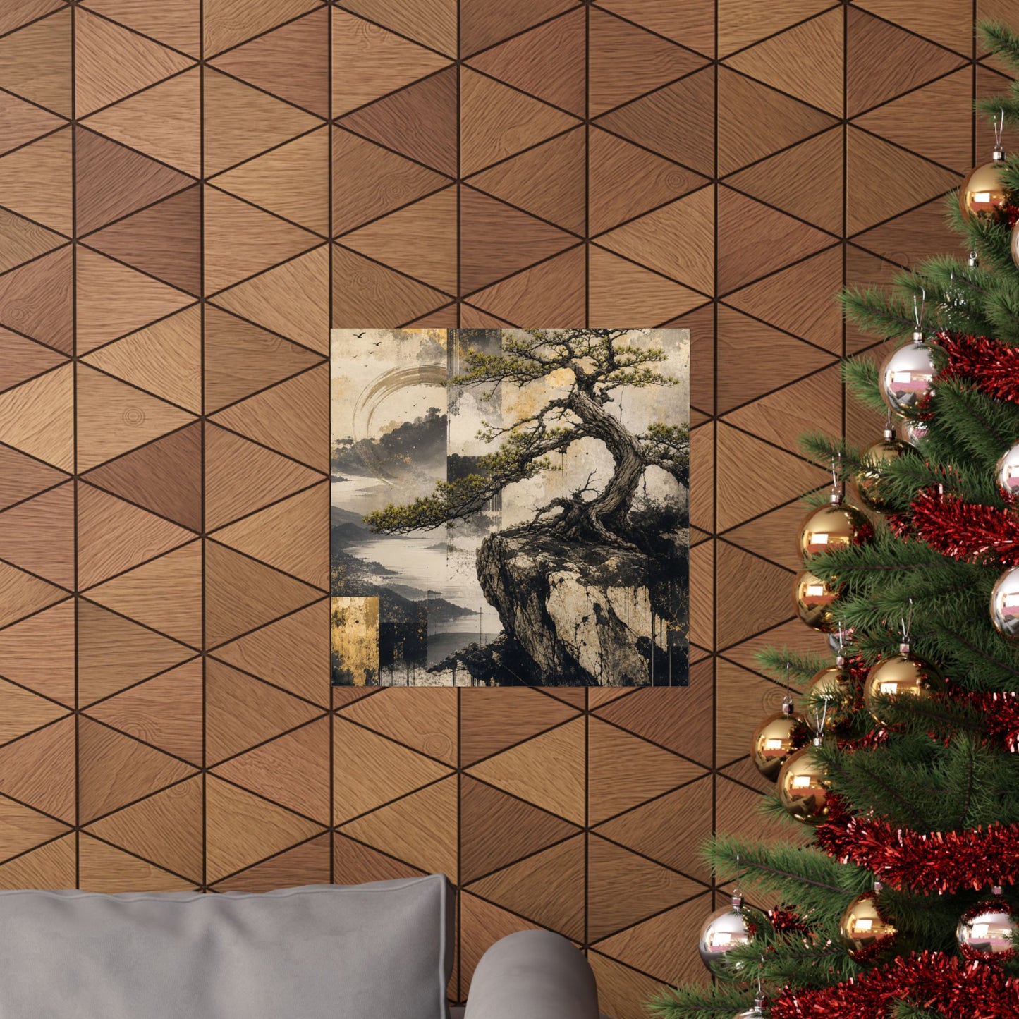 Pine Tree Japanese Pattern Wall Art Print | Cozy Japandi Art
