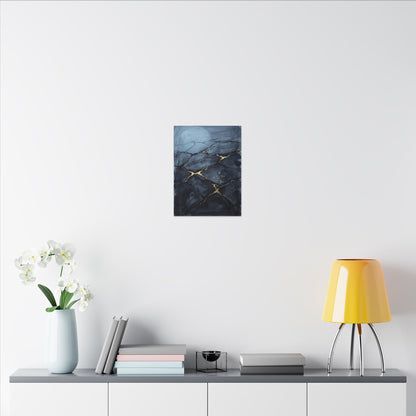 Mono No Aware Cracked Earth Canvas Art - Dark Japandi Charcoal Ink