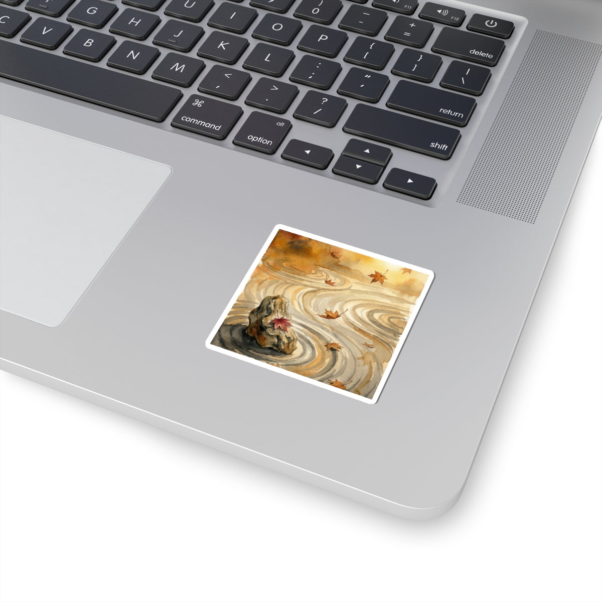 Rock Garden Watercolor Sticker | Warm Japandi Art