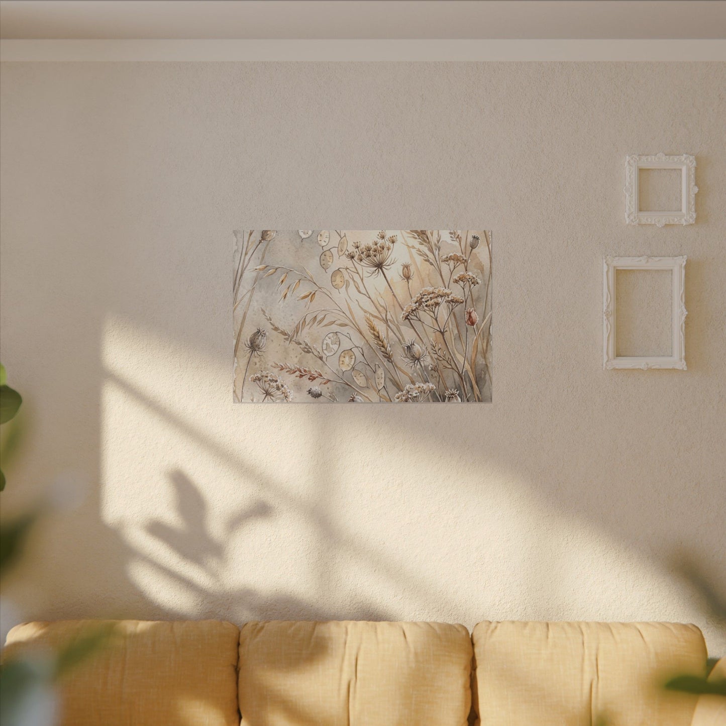 Winter Dried Flowers Watercolor Canvas Art | Warm Decor