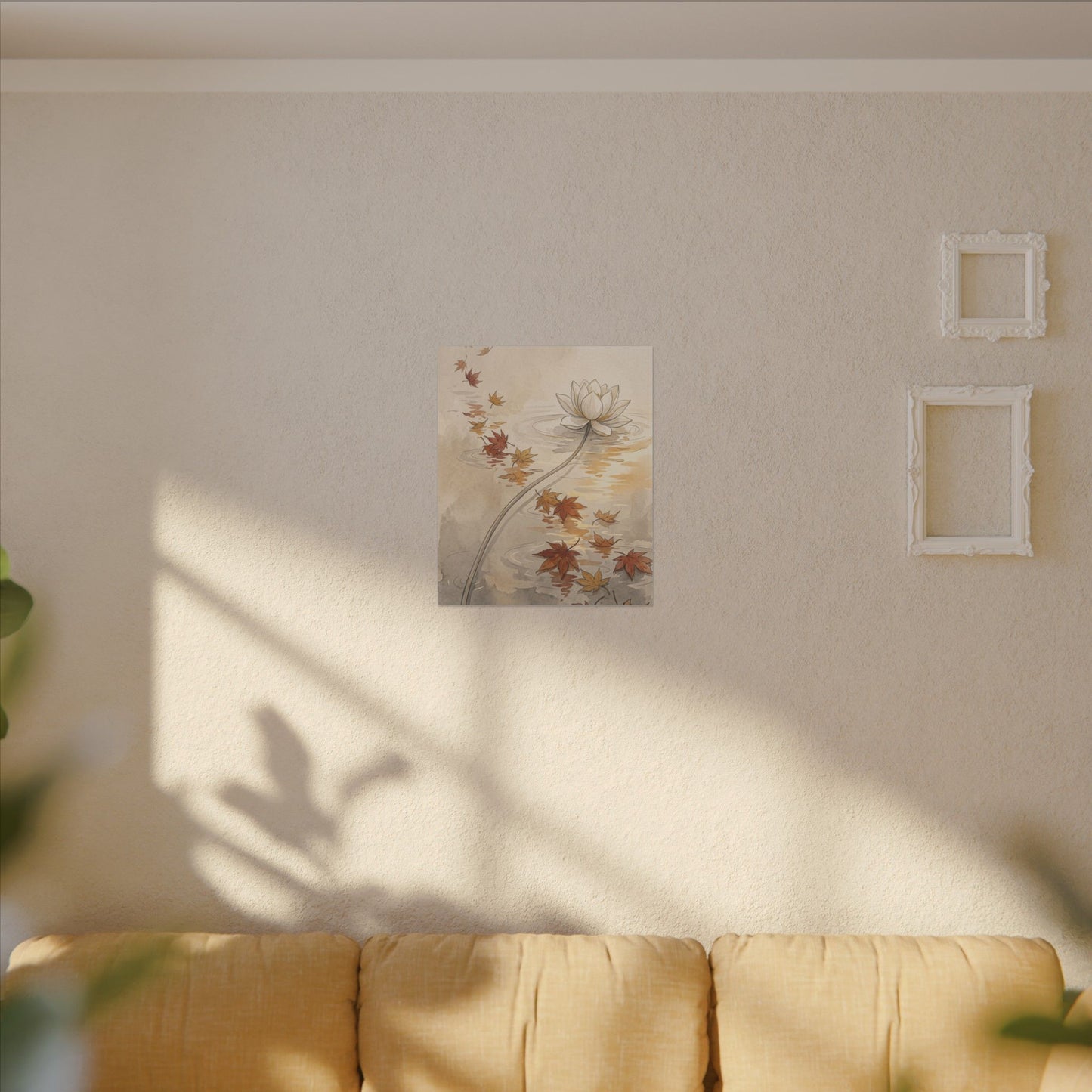 Lotus Flower Canvas Art | Autumn Japandi Minimal Line Art