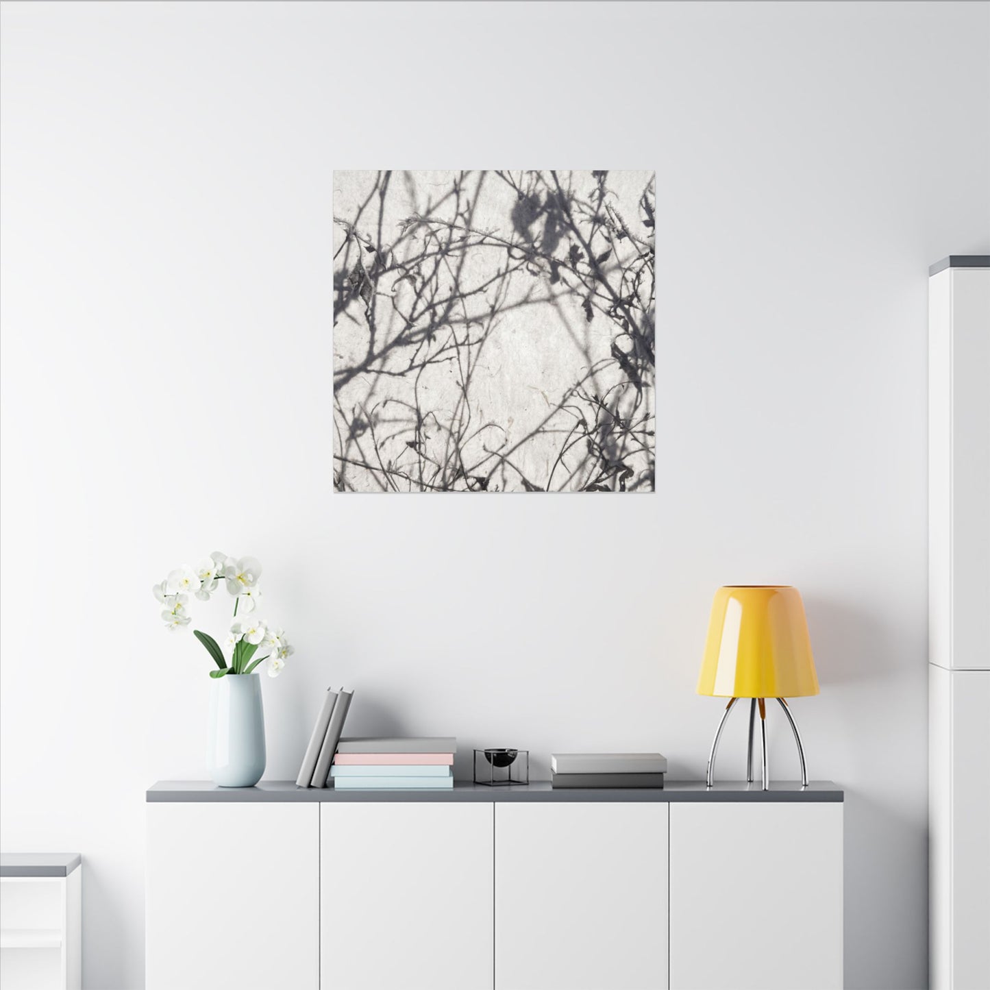 Winter Shadow Play Japanese Pattern Canvas Art | Elegant Decor