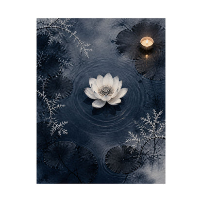 Lotus Flower Wall Art Print | Winter Zen Sumi E Art
