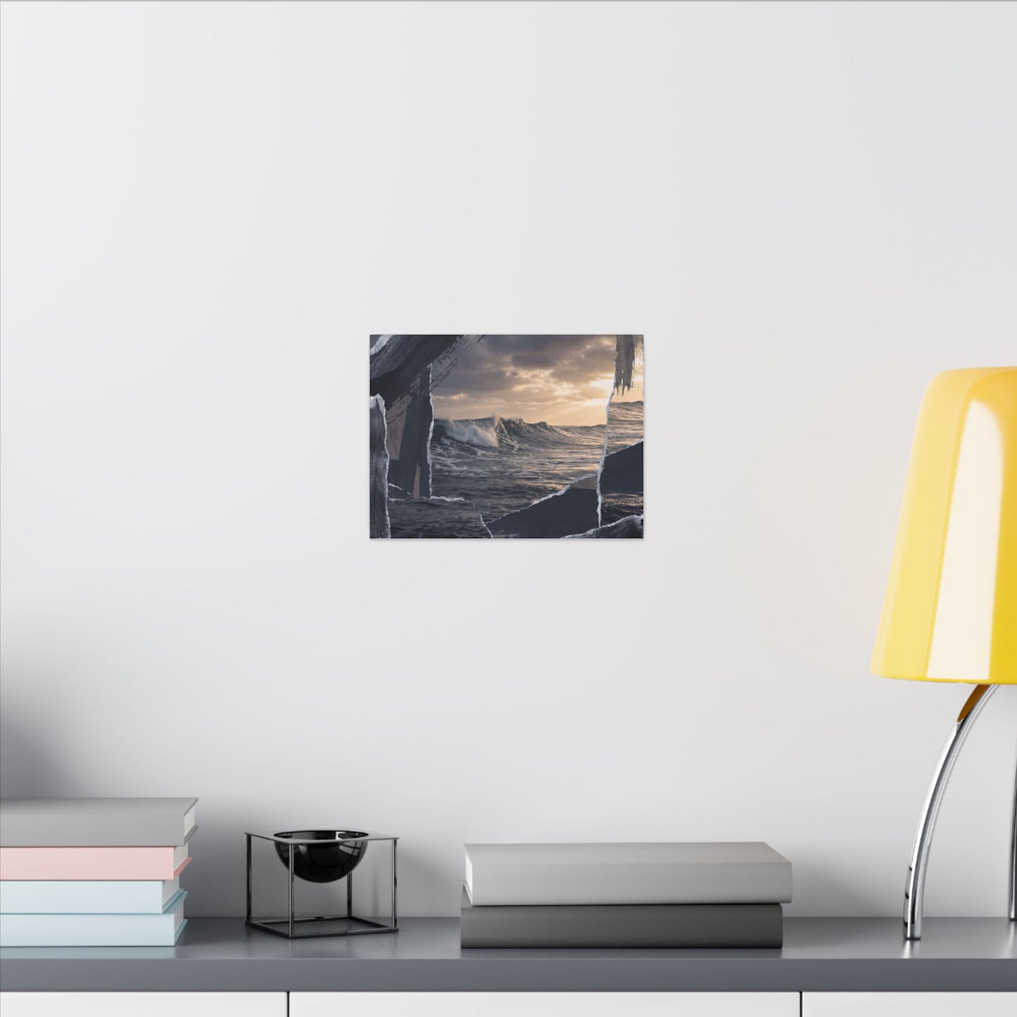 Fukinsei Ocean Wave Canvas Art - Dark Japandi Shadow Zen