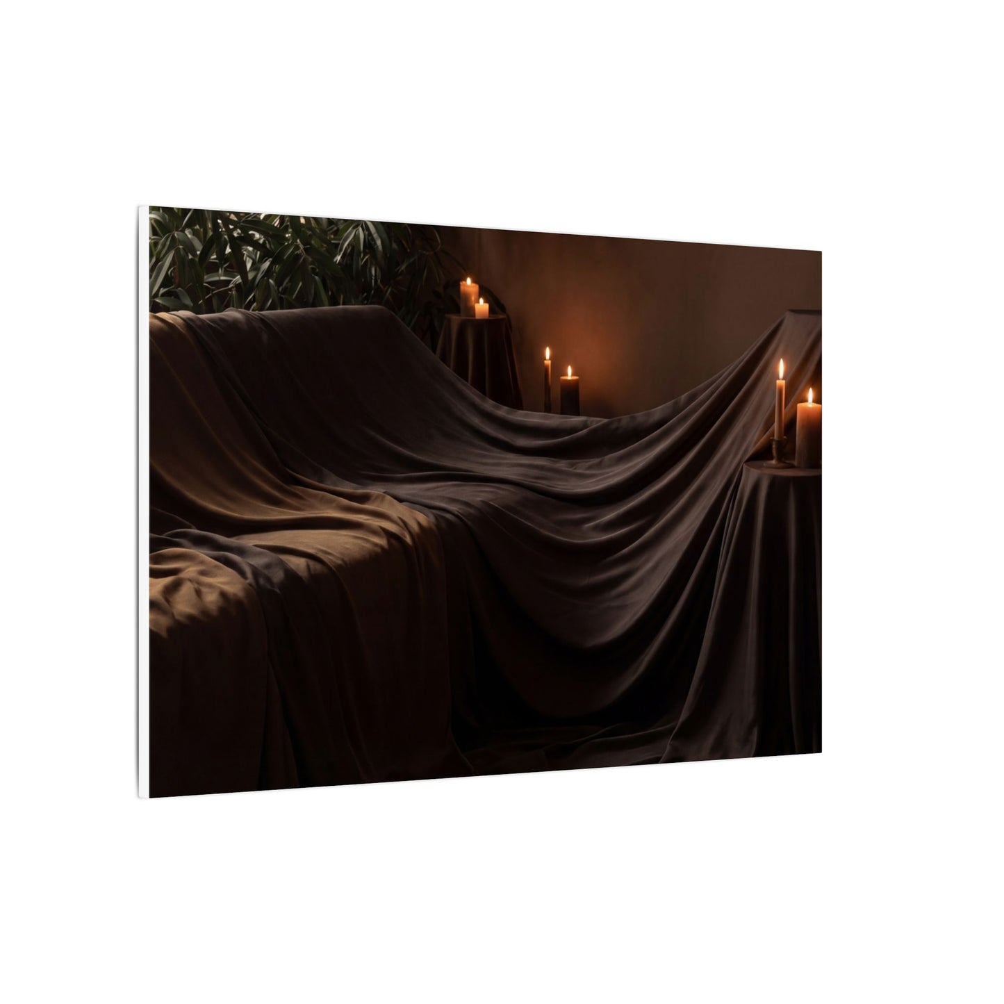 Candlelight Silk Drape Canvas Art - Dark Japandi Ma