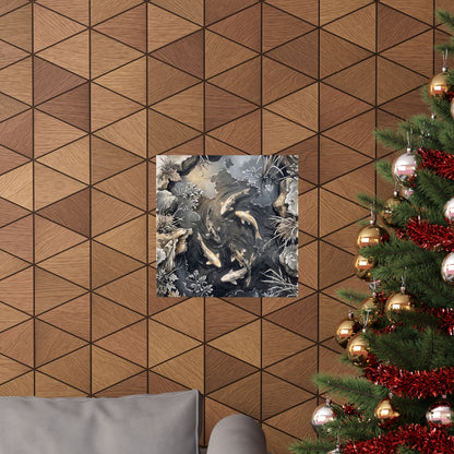 Golden Hour Koi Pond Wall Art Print - Japandi Fukinsei