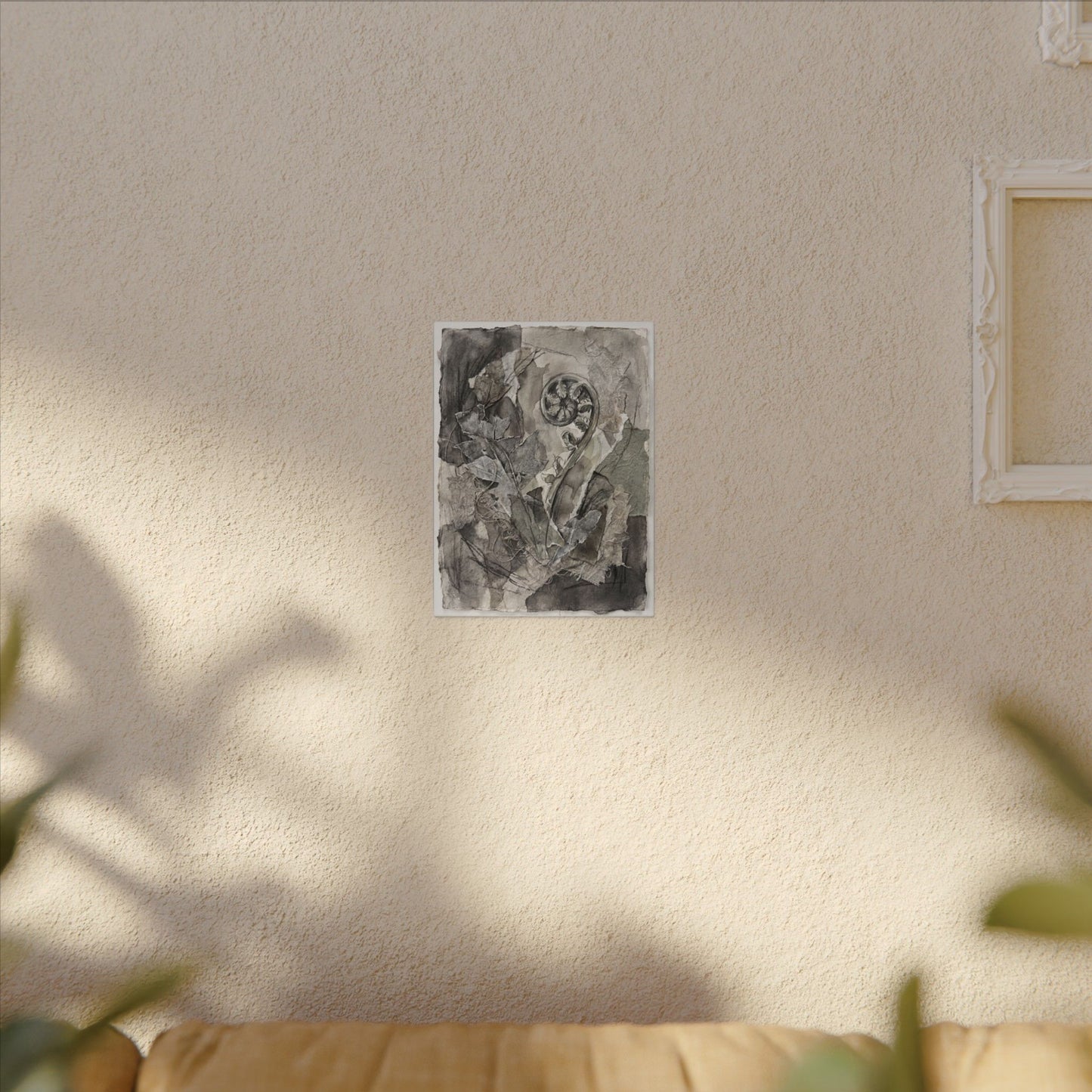 Japandi Fern Unfurling in Overcast | Texture Canvas Art