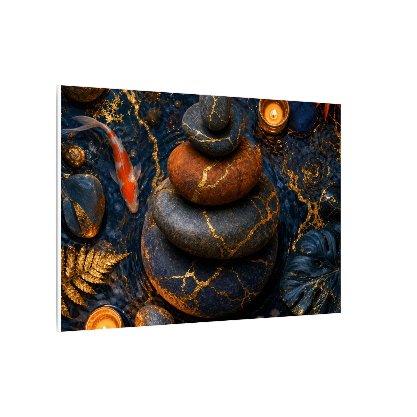 Summer River Stones Gold Vein Canvas Art | Resilient Decor