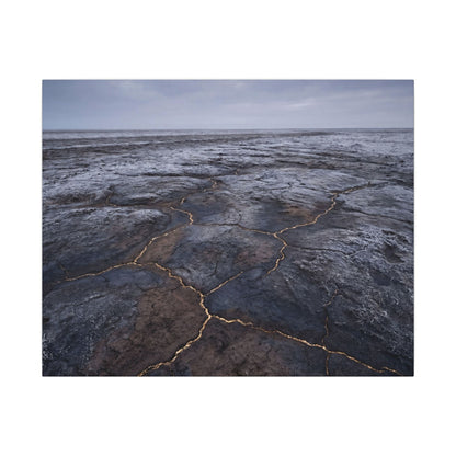 Dark Japandi Cracked Earth in Overcast | Dark Texture Canvas Art