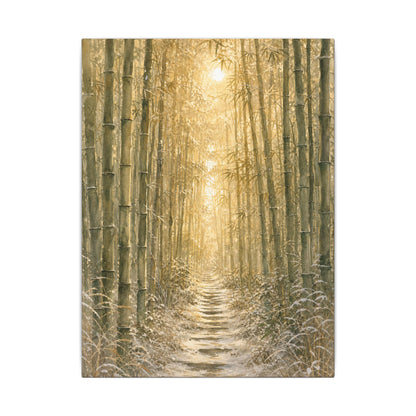 Bamboo Grove Winter Canvas Art | Japandi Elegant Design