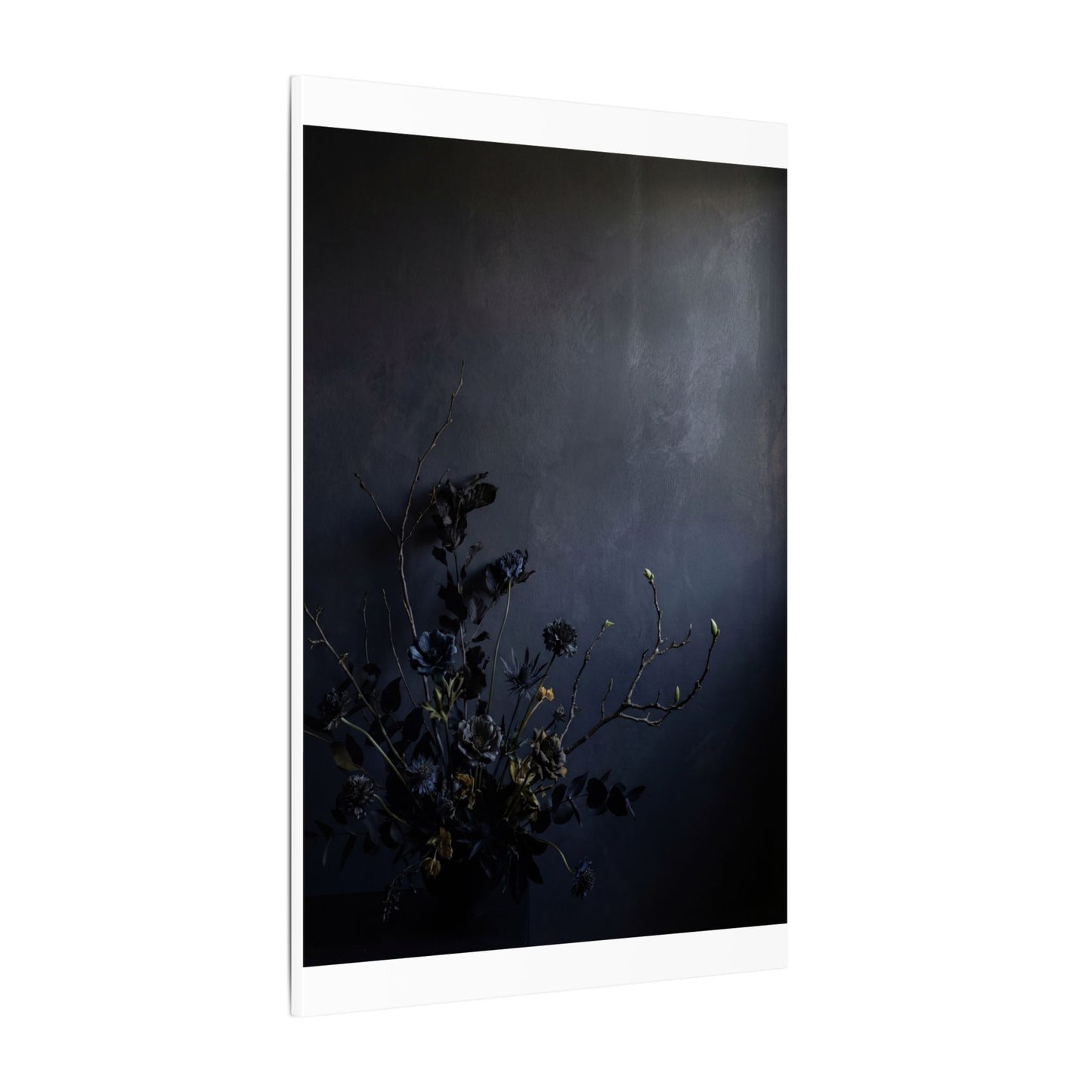 Dried Flowers Spring Canvas Art | Dark Japandi Moody Design
