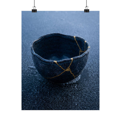 Ceramic Bowl Gold Repair Wall Art Print | Artful Kintsugi Art