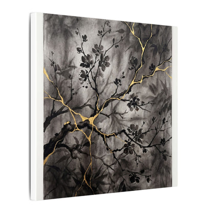 Kanso Cherry Blossom Canvas Art - Kintsugi Crackle Gold
