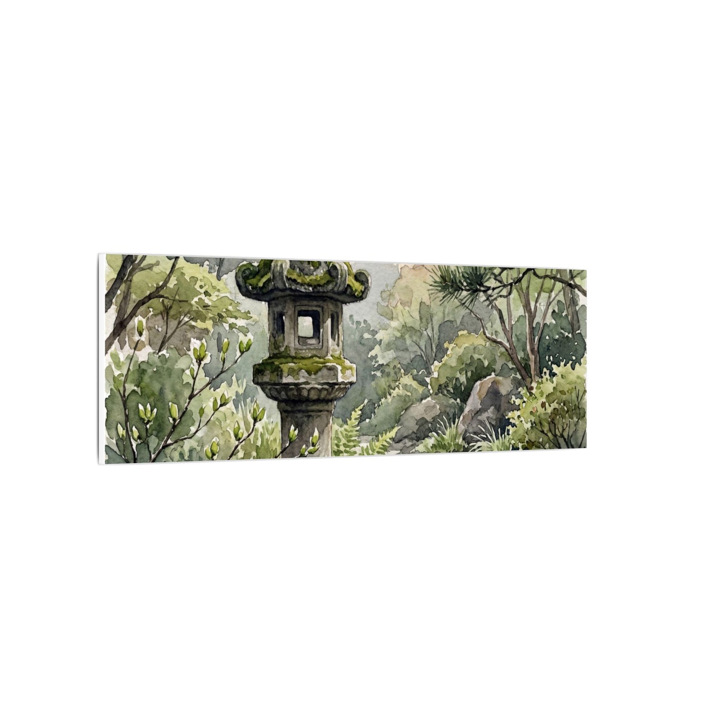 Neutral Stone Lantern Canvas Art - Watercolor Japandi