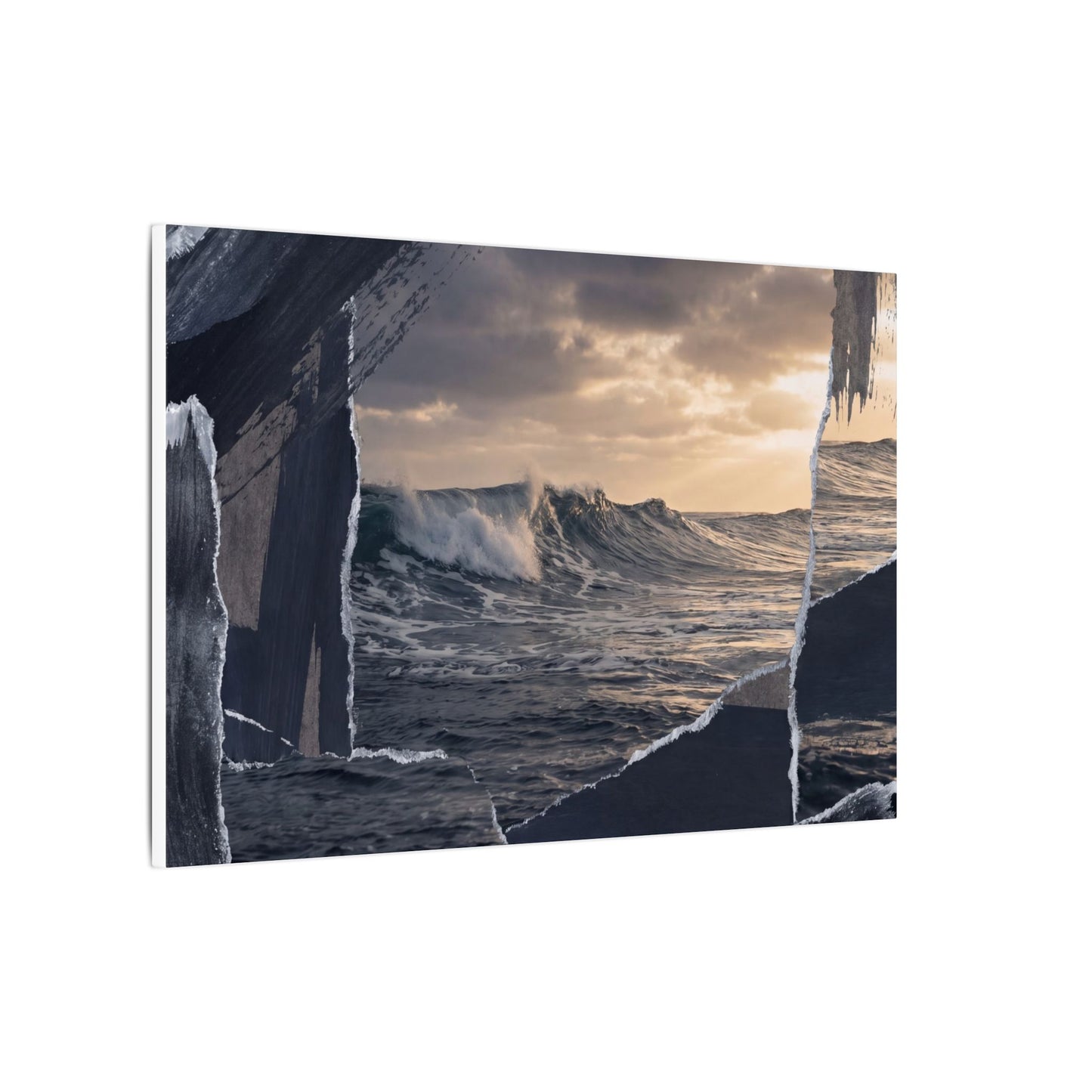 Fukinsei Ocean Wave Canvas Art - Dark Japandi Shadow Zen