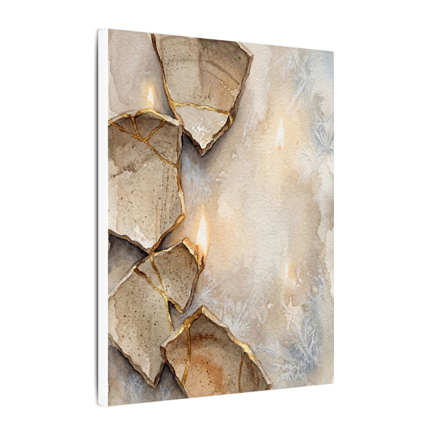 Broken Pottery Winter Canvas Art | Japandi Warm Design