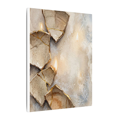 Broken Pottery Winter Canvas Art | Japandi Warm Design