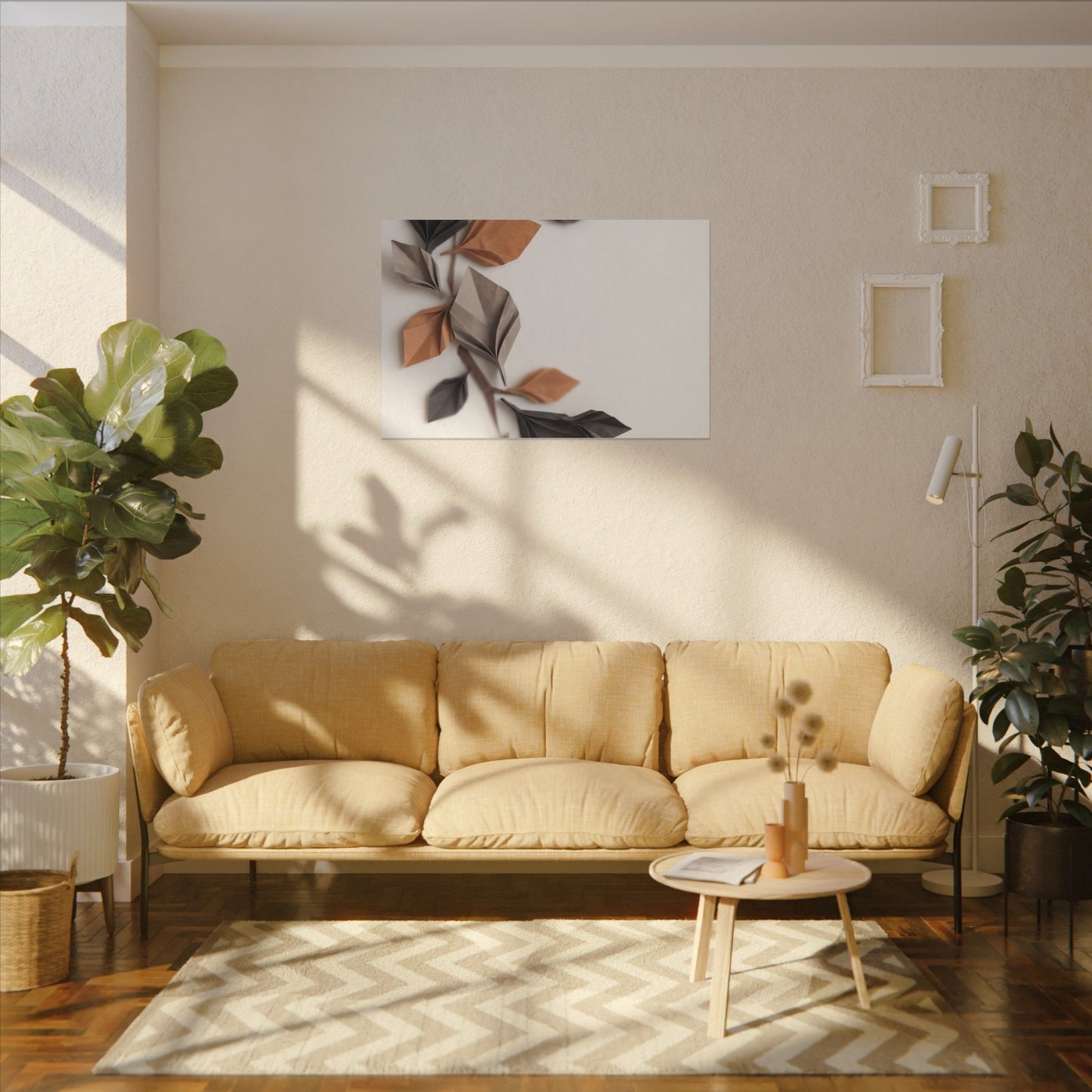 Paper Fold Autumn Canvas Art | Japandi Earthy Design