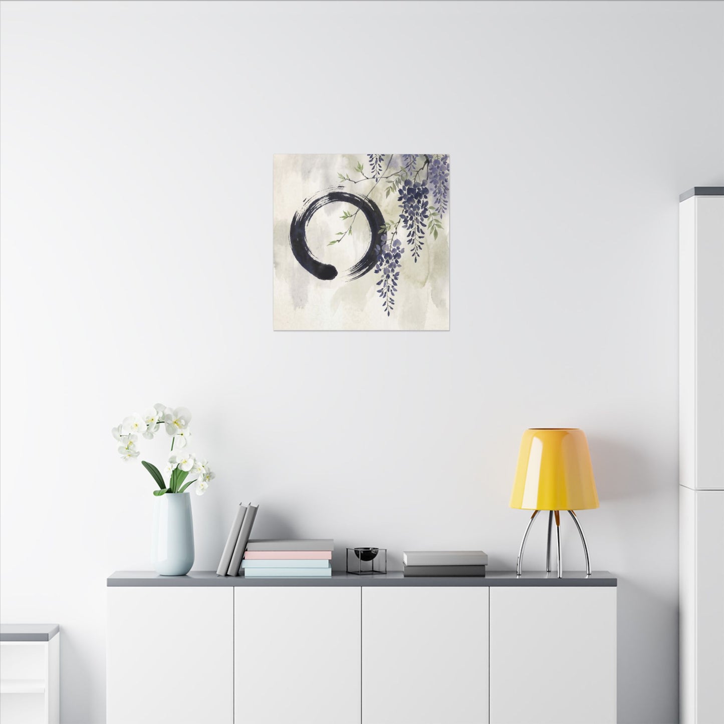 Wisteria Enso Canvas Art | Serene Zen Art