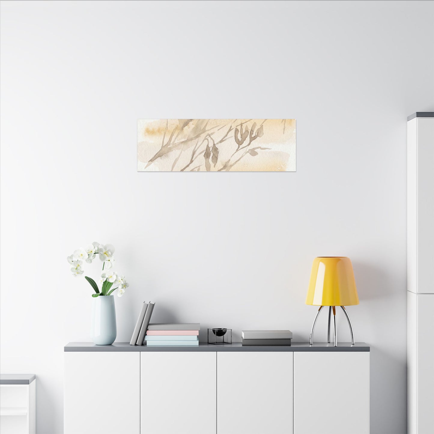 Shadow Play Winter Canvas Art | Japandi Warm Design