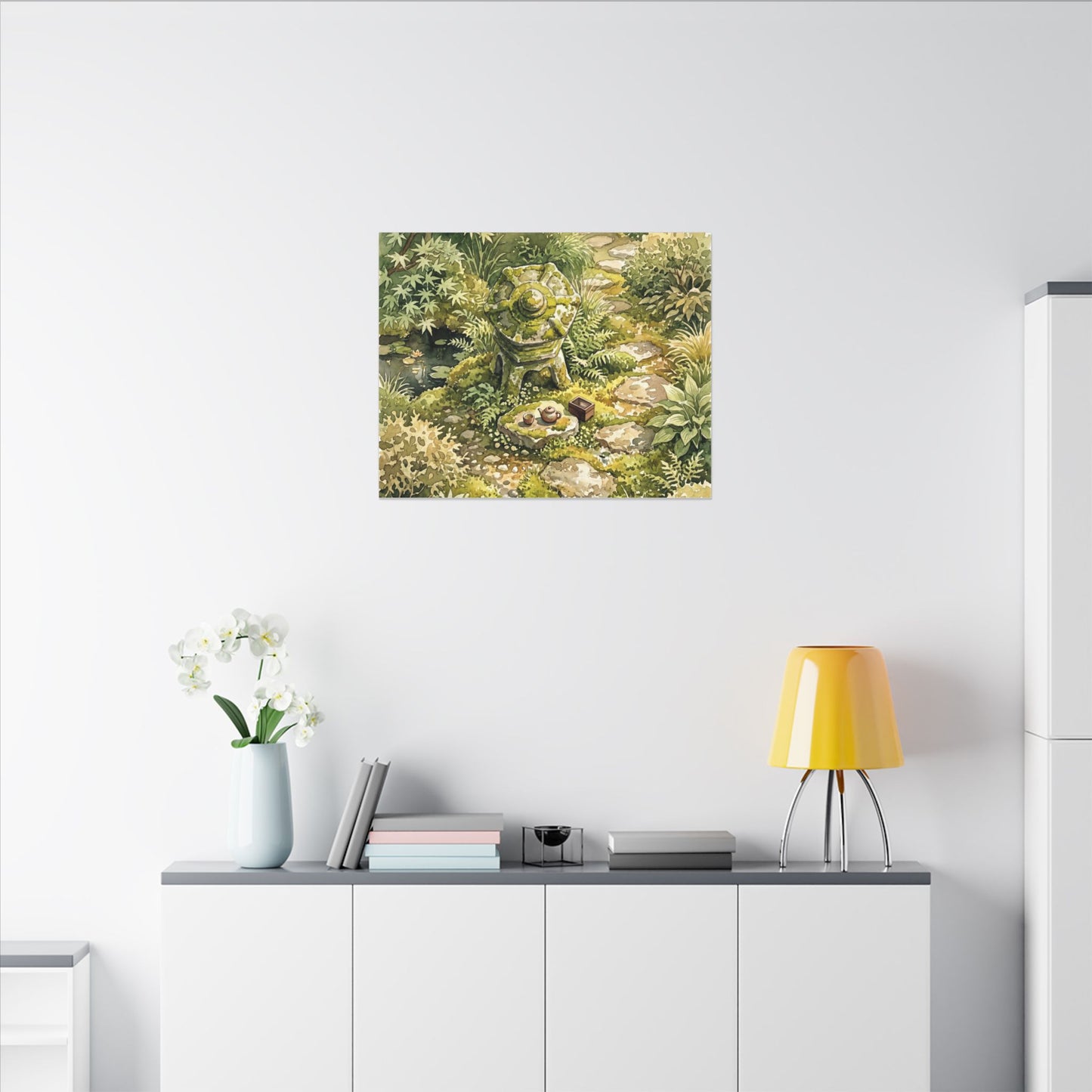 Datsuzoku Stone Lantern Canvas Art - Japandi Watercolor