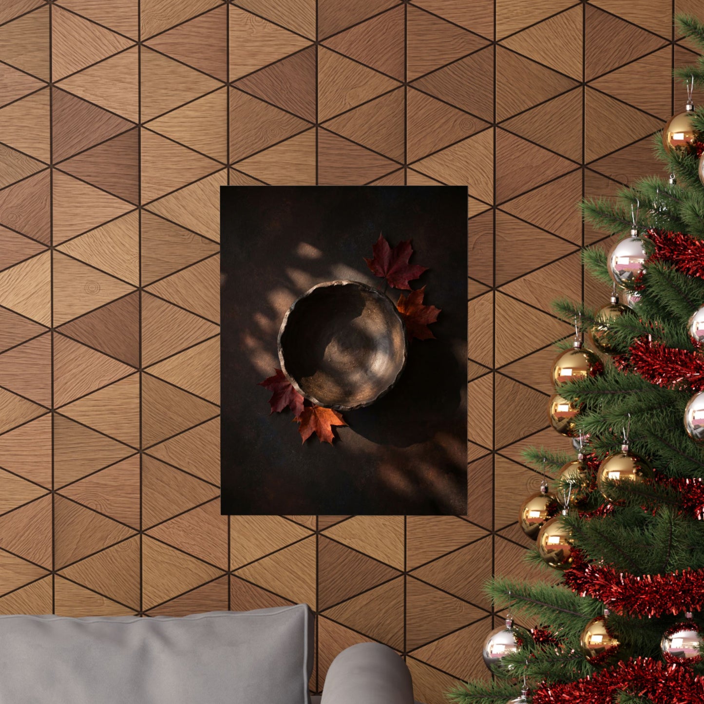 Ceramic Bowl Wall Art Print | Autumn Dark Japandi Dark Texture Art