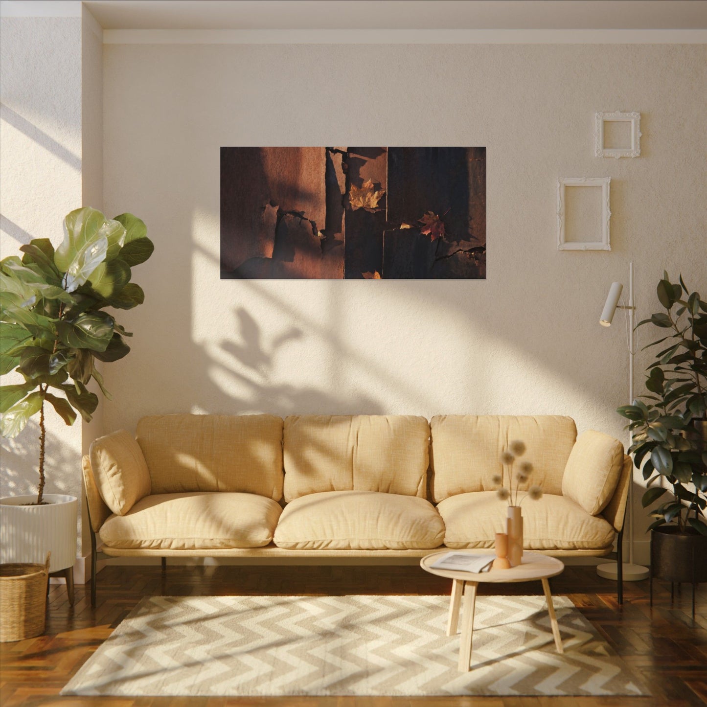 Seijaku Rust Patina Canvas Art - Dark Japandi Shadow Zen
