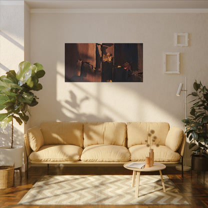 Seijaku Rust Patina Canvas Art - Dark Japandi Shadow Zen