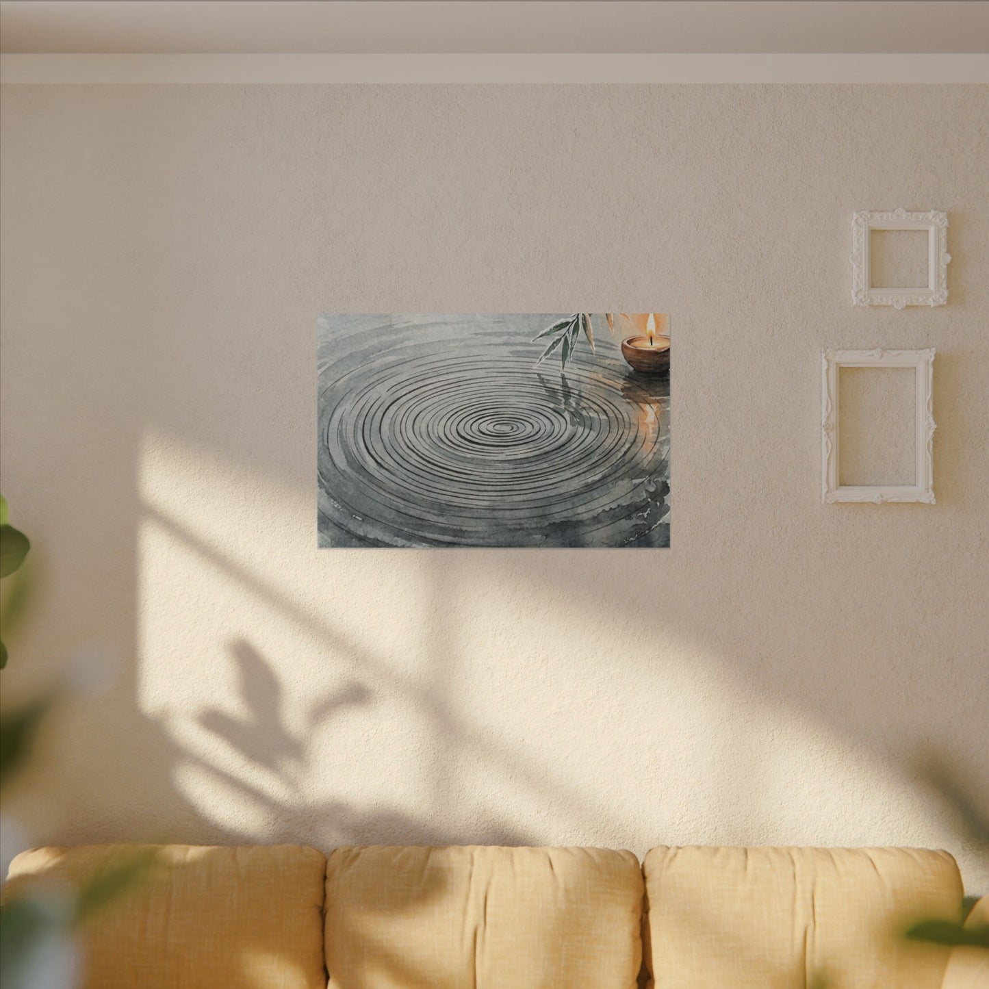Water Ripple Sumi E Canvas Art | Calm Zen Art