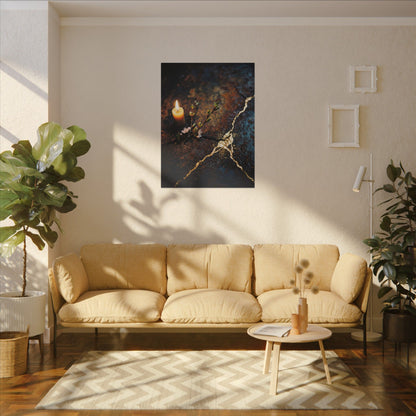 Kintsugi Rust Patina in Candlelight | Gold Repair Canvas Art