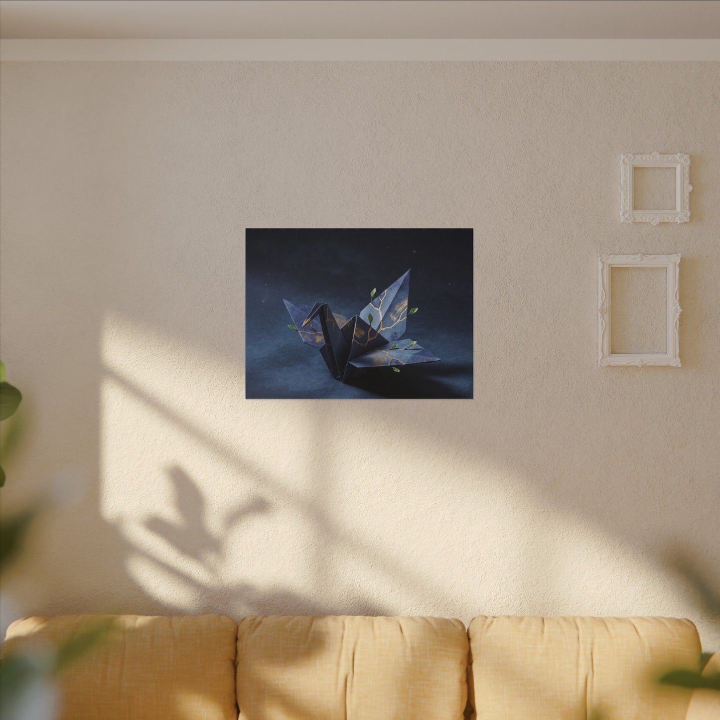 Kintsugi Paper Fold in Moonlight | Crackle Gold Canvas Art