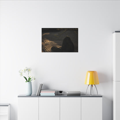 Ma Rock Garden Canvas Art - Dark Japandi Shadow Zen