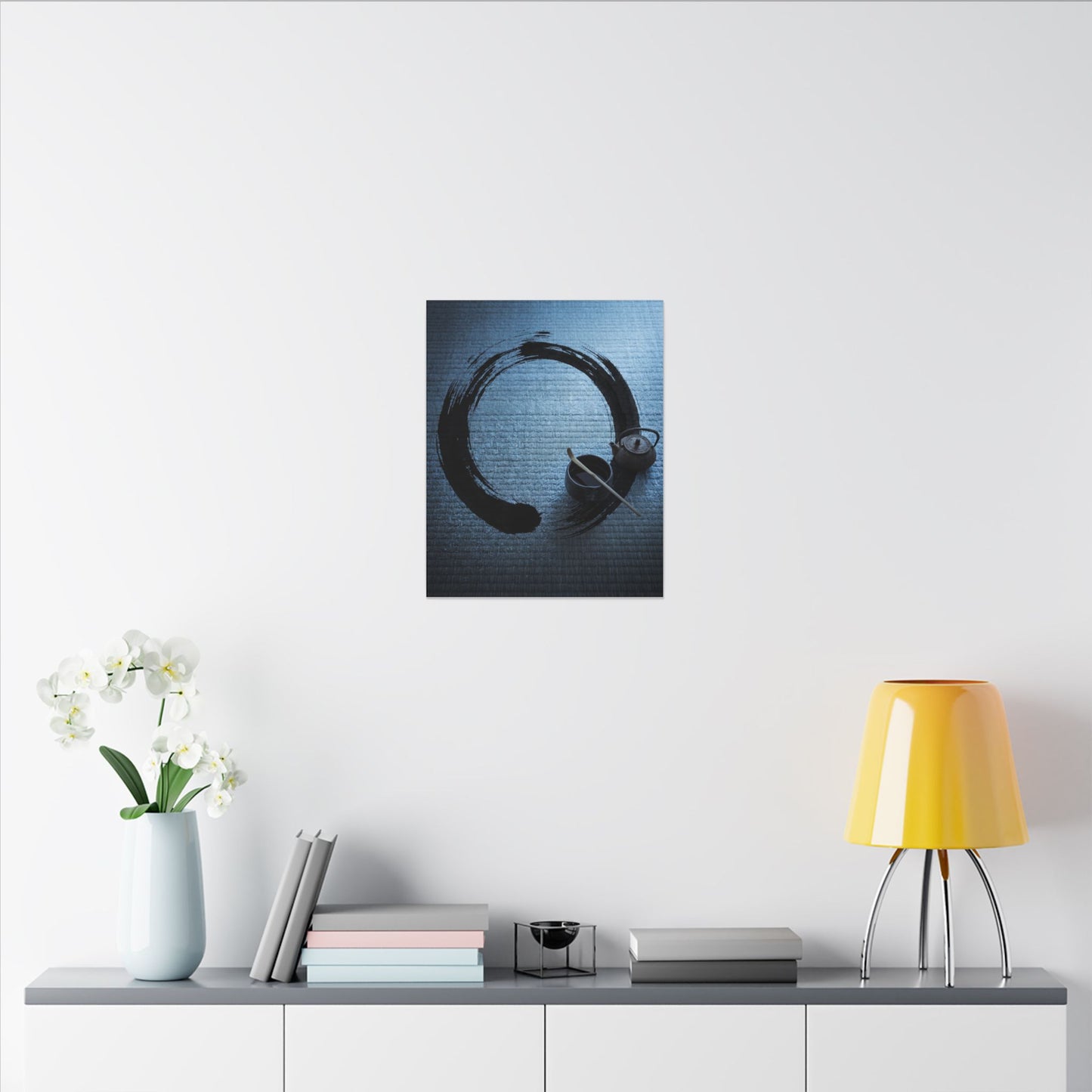 Winter Tea Ceremony Enso Canvas Art | Peaceful Decor
